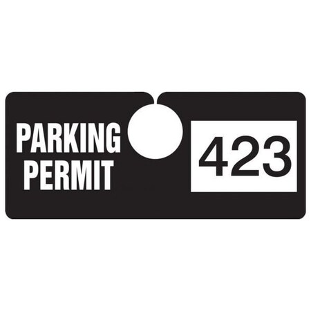 Accuform Parking Permit Tag, Numbered 600-699, Black, 2in x 4.75in, Laminated PF-Cardstock, 100PK TNT423BKG